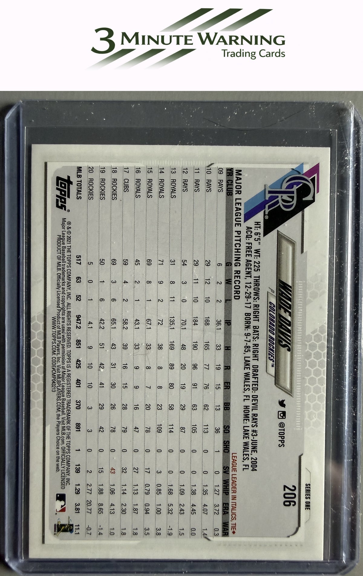 2021 Topps #206 Wade Davis Rainbow Foil