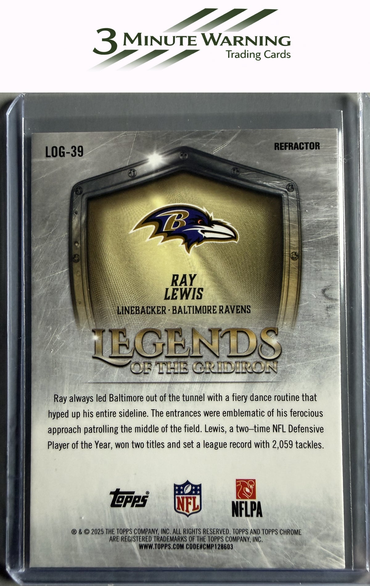 2025 Topps Chrome #LOG-39 Ray Lewis Legends of the Gridiron Refractor