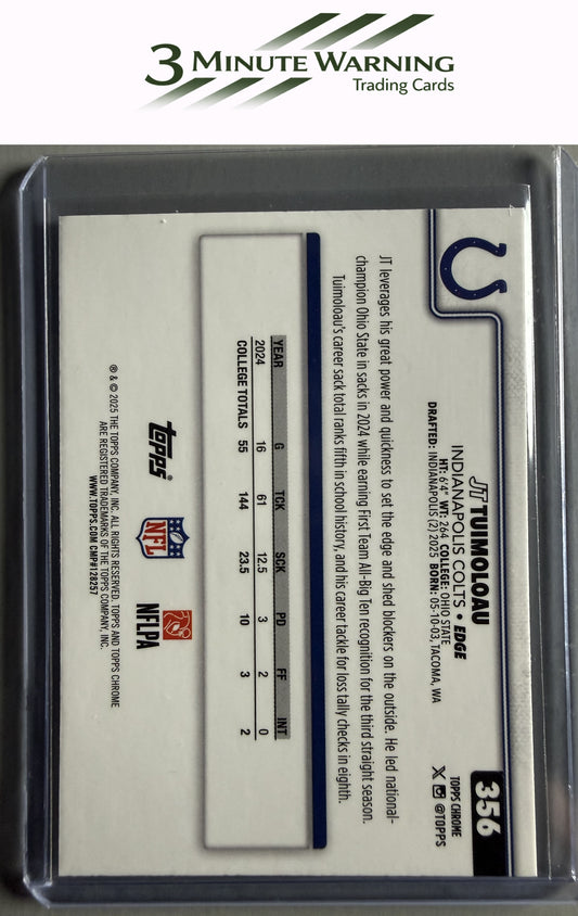 2025 Topps Chrome #356 JT Tuimoloau Pulsar Refractor