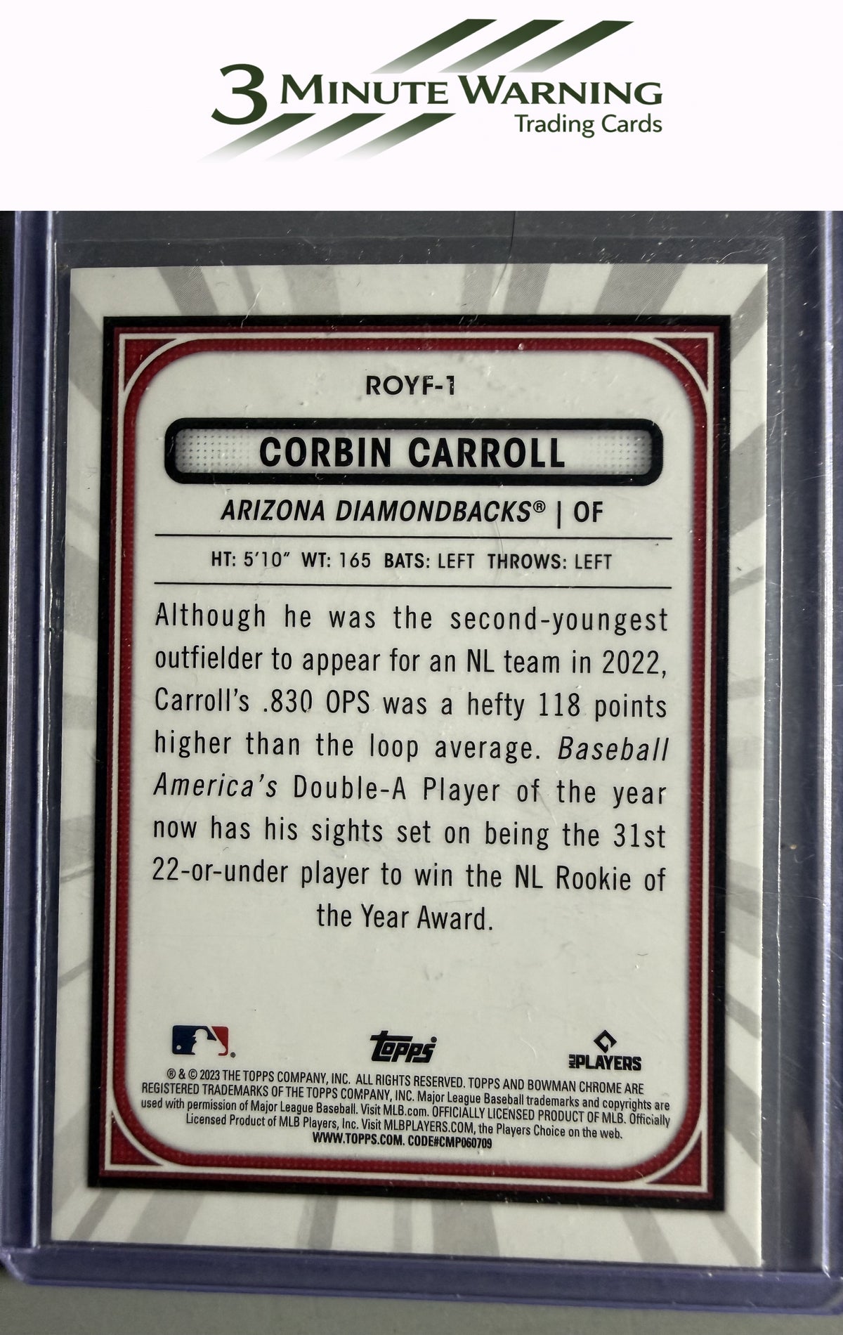 2023 Bowman #ROYF-1 Corbin Carroll Rookie of the Year Favorites