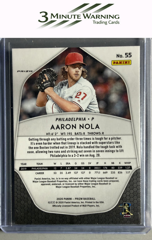 2020 Panini Prizm #55 Aaron Nola Red, White and Blue Prizm