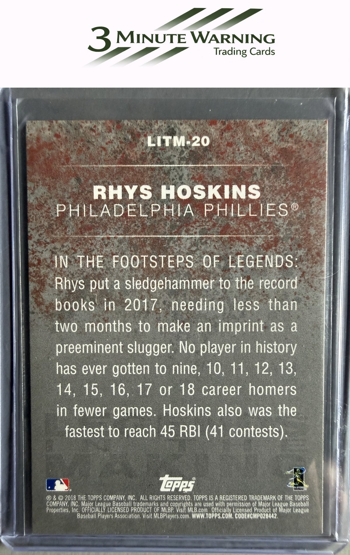 2018 Topps #LITM-20 Rhys Hoskins Legends in the Making Blue (Series 2)