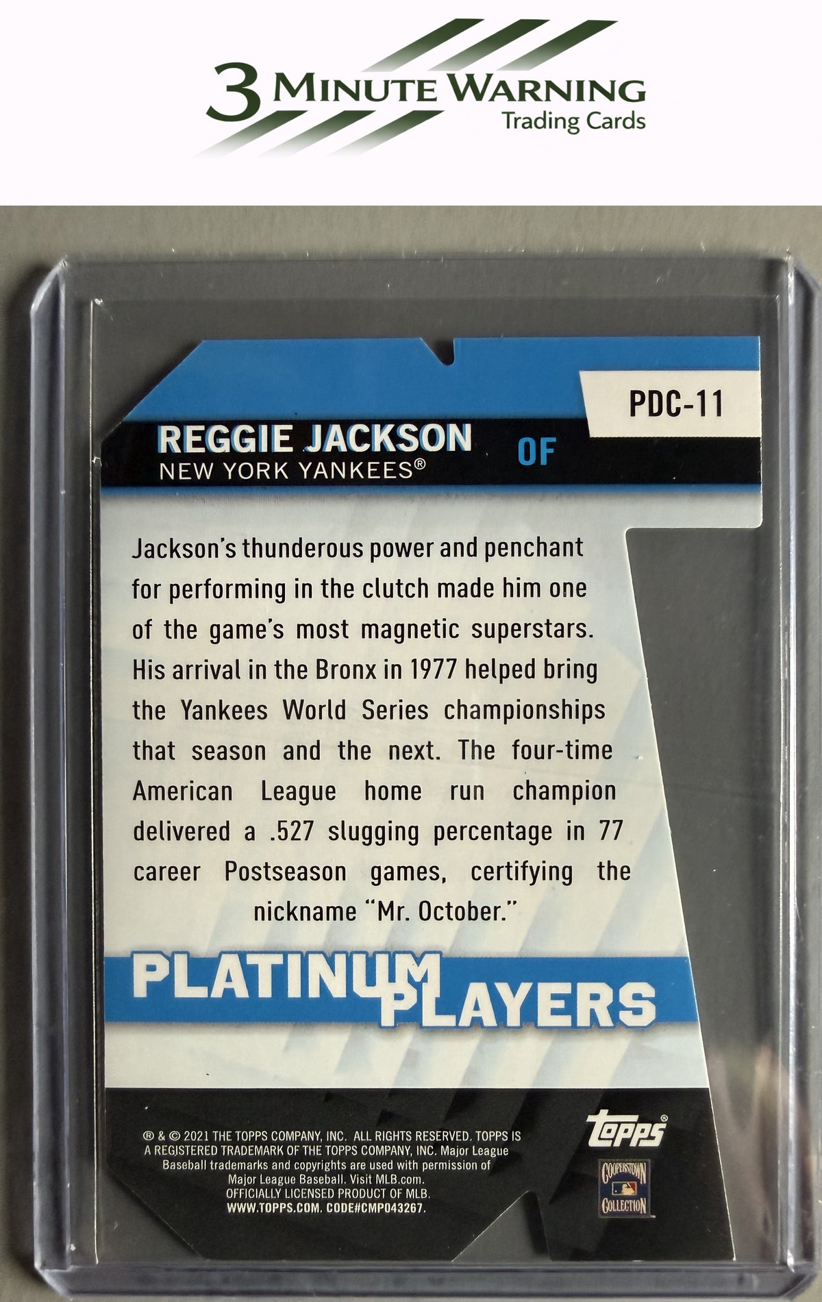 2021 Topps #PDC-11 Reggie Jackson Platinum Players Die Cut Blue
