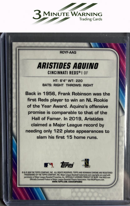 2020 Bowman #ROYF-AAQ Aristides Aquino Chrome ROTY favorites Mojo Refractor