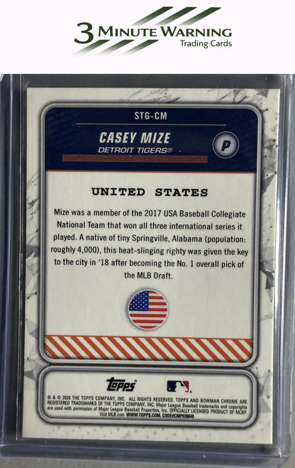 2020 Bowman #STG-CM Casey Mize Chrome Spanning the Globe Mojo Refractor