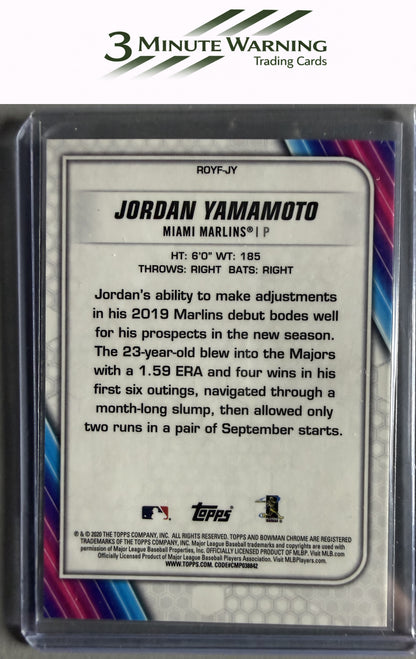 2020 Bowman #ROYF-JY Jordan Yamamoto Chrome ROTY Favorites Mojo Refractor