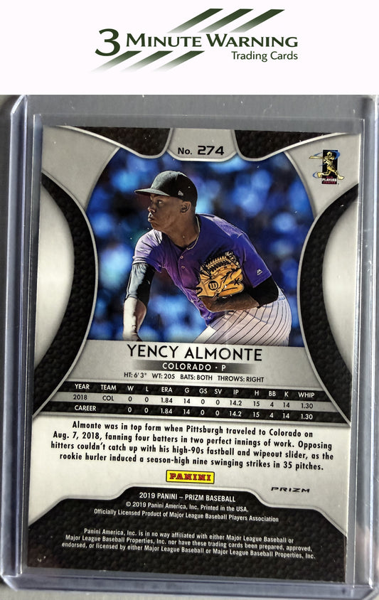 2019 Panini Prizm #274 Yency Almonte Hyper Prizm Blue Prizm