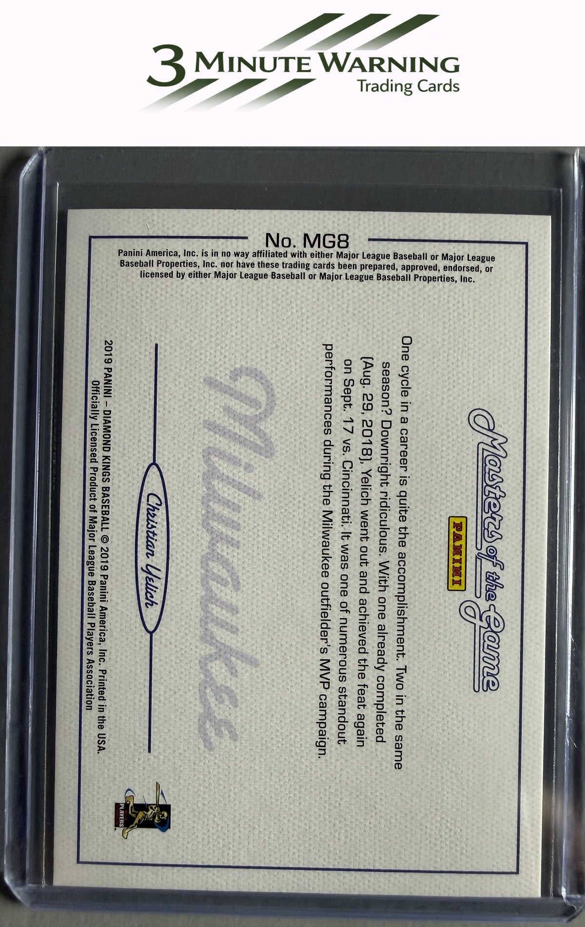 2019 Panini Diamond Kings #MG8 Christian Yelich Masters of the Game