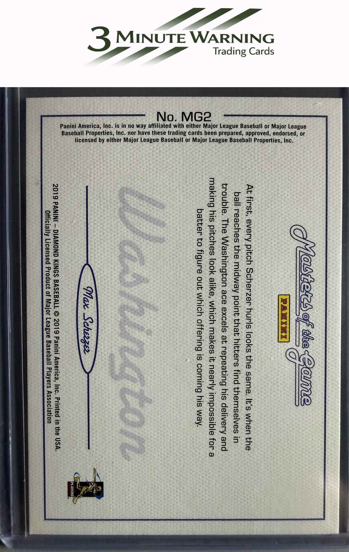2019 Panini Diamond Kings #MG2 Max Scherzer Masters of the Game