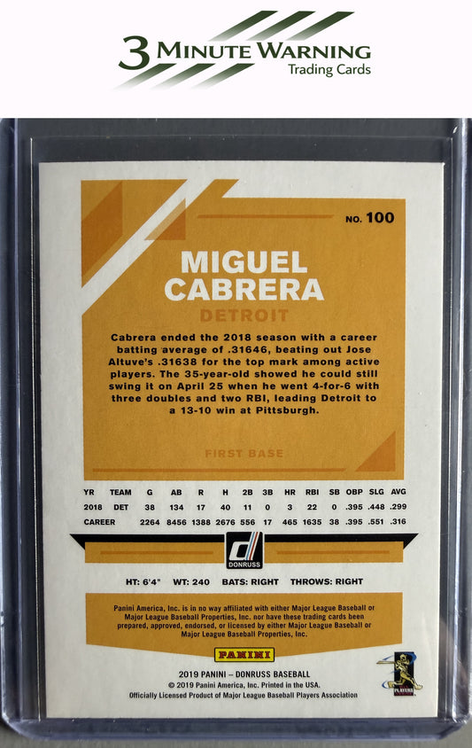 2019 Donruss #100 Miguel Cabrera Holo Pink