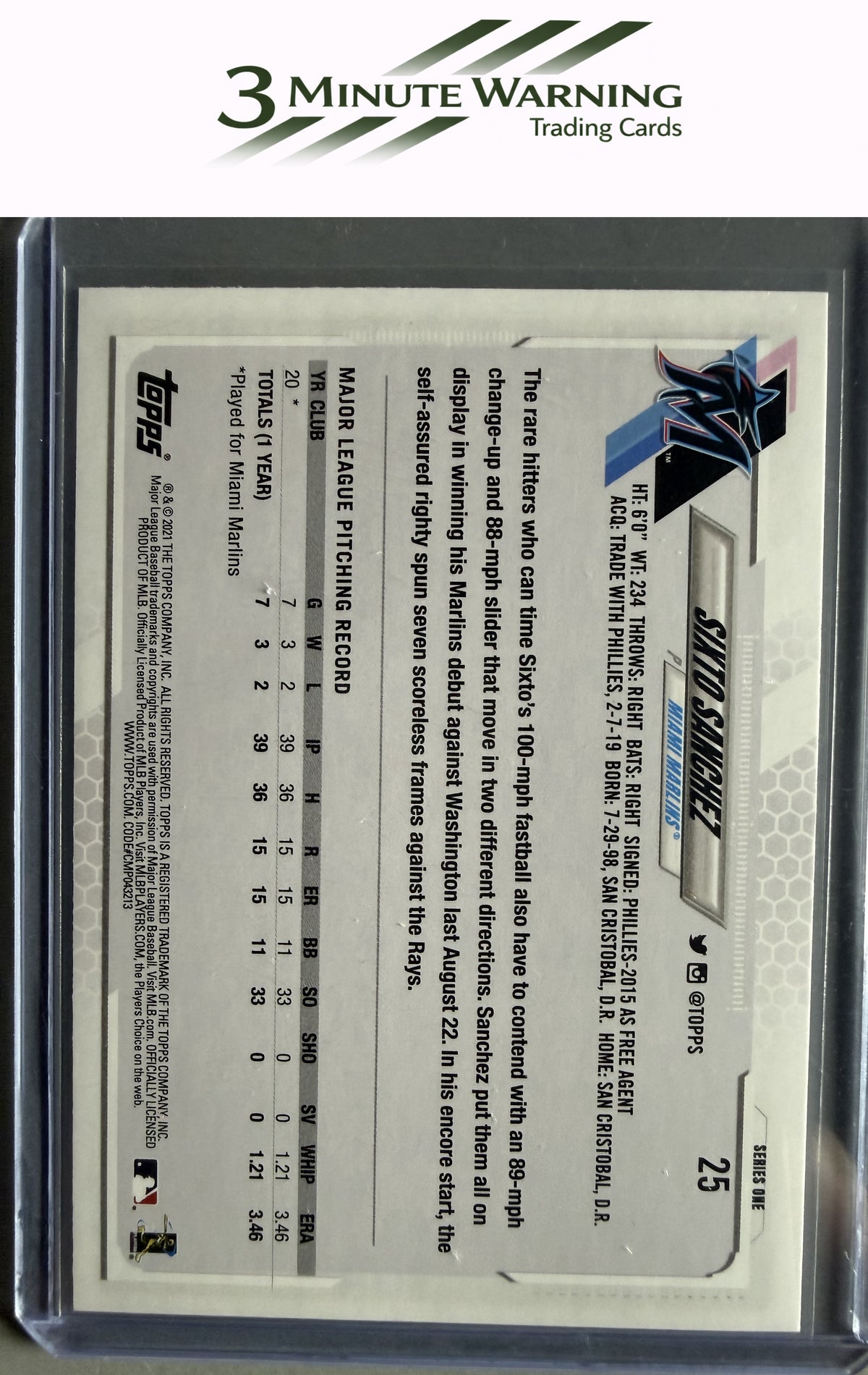 2021 Topps #25 Sixto Sanchez