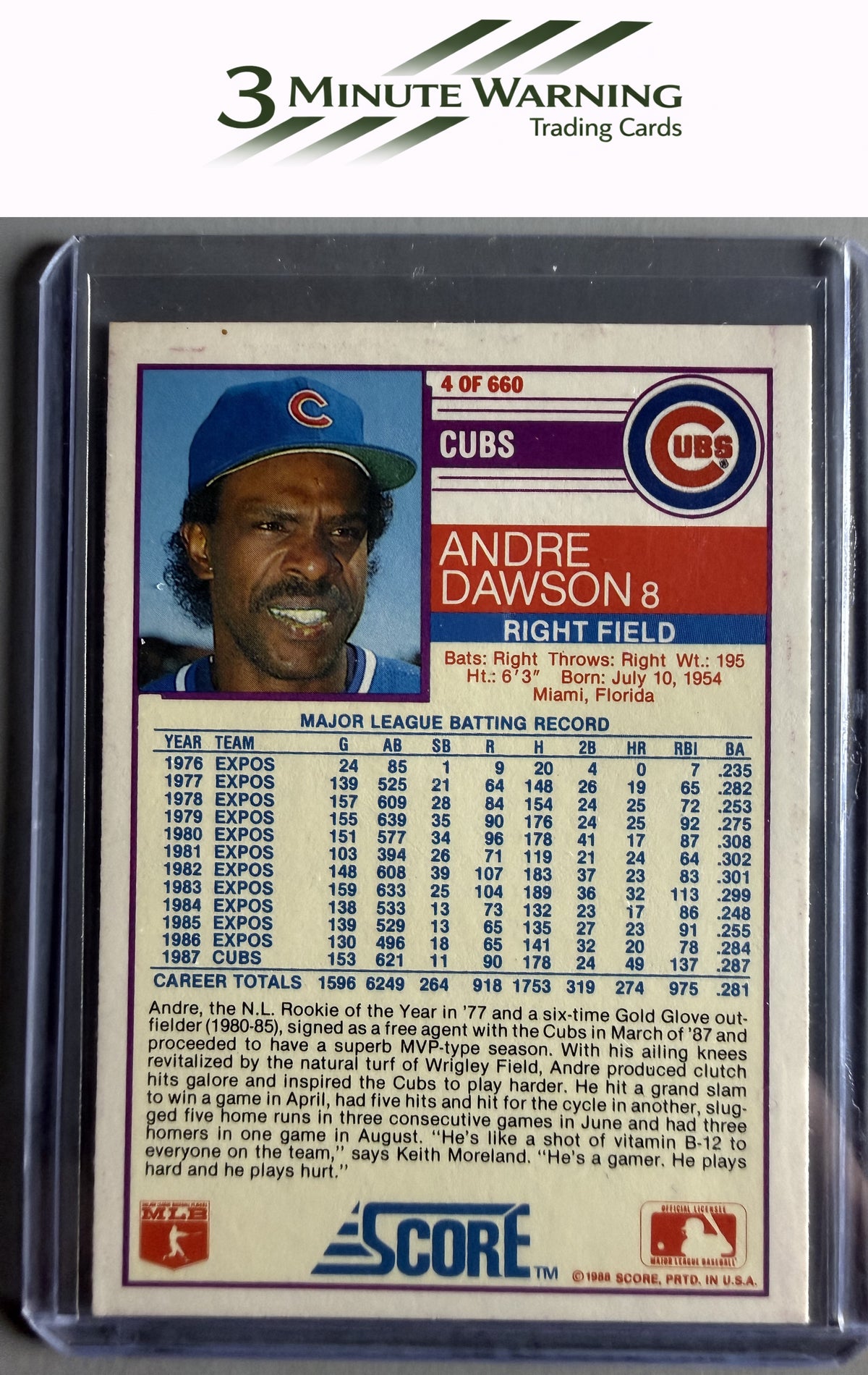 1988 Score #4 Andre Dawson