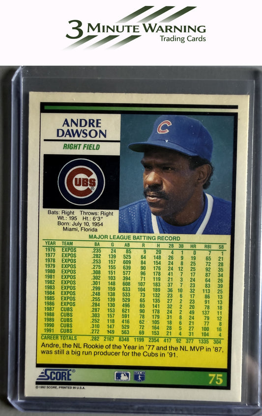 1992 Score #75 Andre Dawson