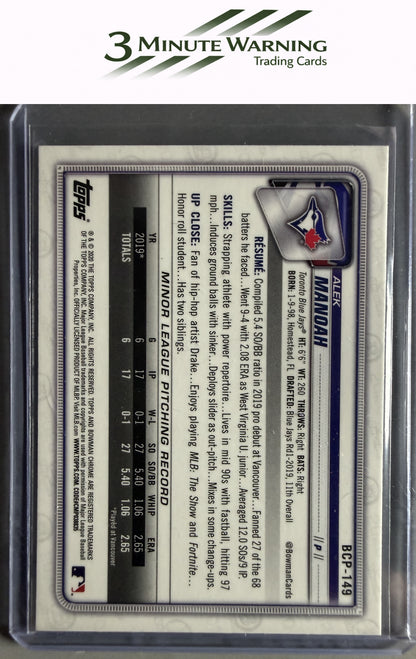 2020 Bowman #BCP-149 Alek Manoah Chrome Prospects Mojo Refractor