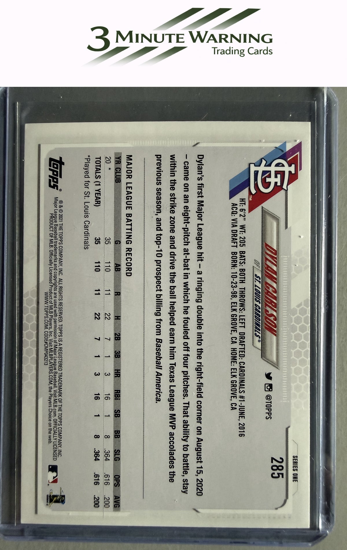 2021 Topps #285b Dylan Carlson