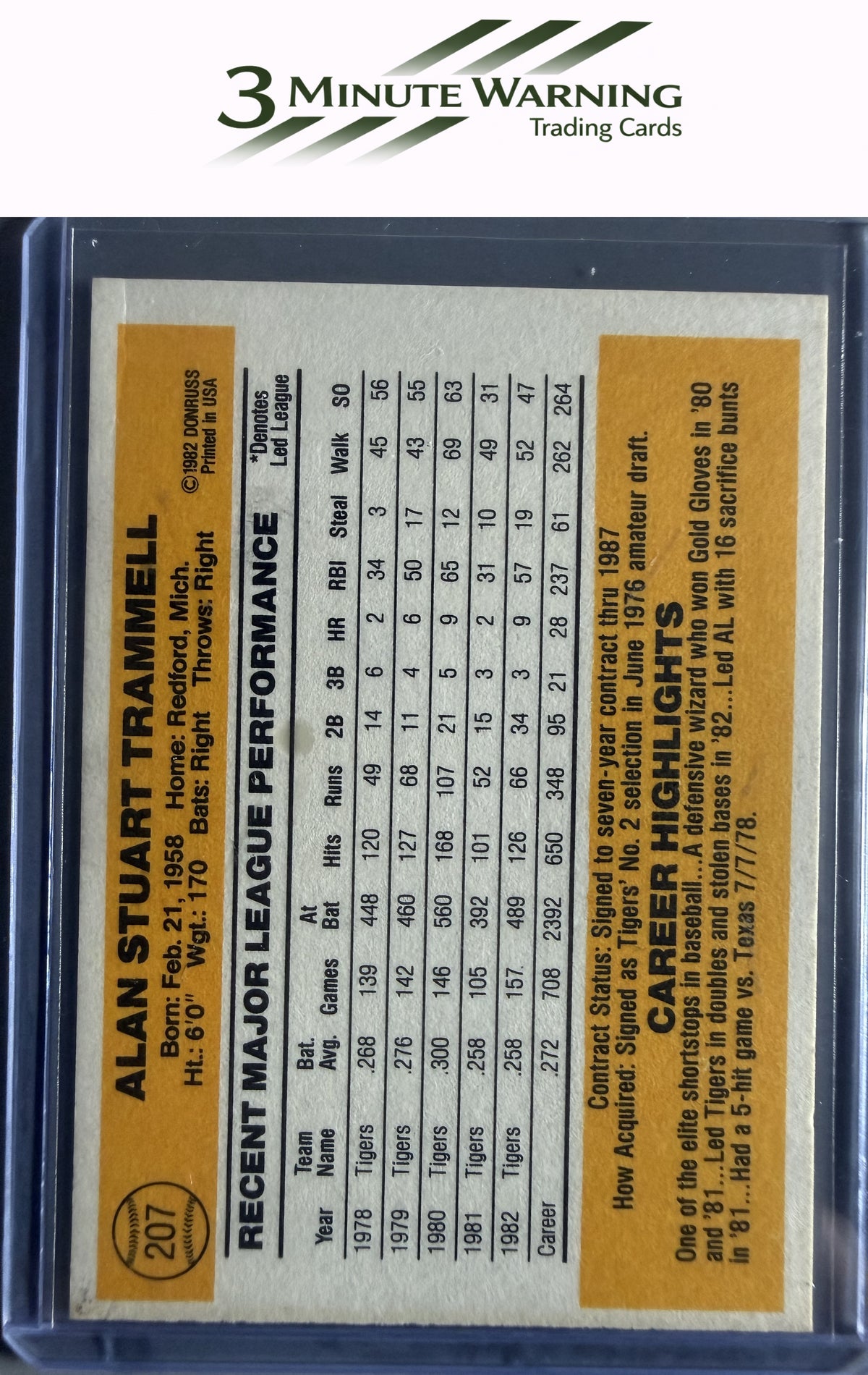 1983 Donruss #207 Alan Trammell