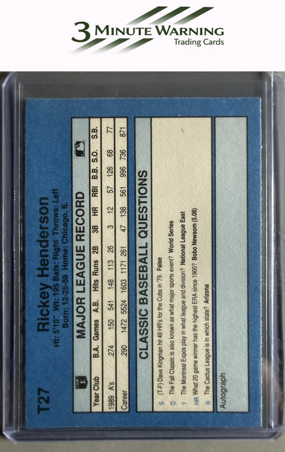 1990 Classic Yellow #T27 Rickey Henderson