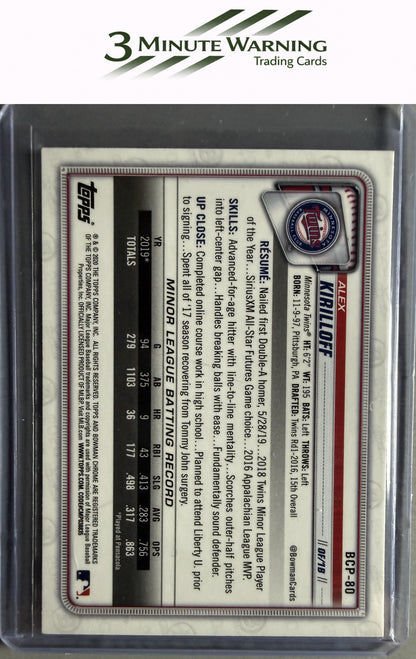 2020 Bowman #BCP-80 Alex Kirilloff Chrome Prospects Mojo Refractor