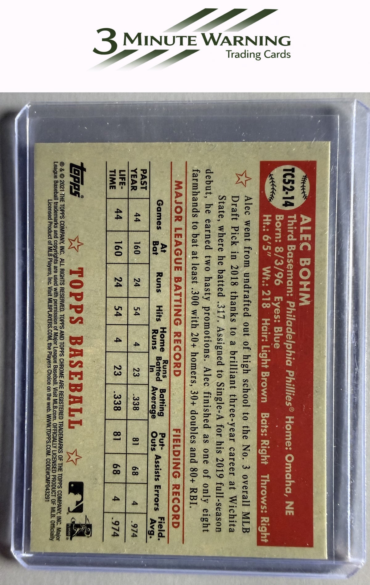 2021 Topps #TC52-14 Alec Bohm 1952 Topps Redux Chrome
