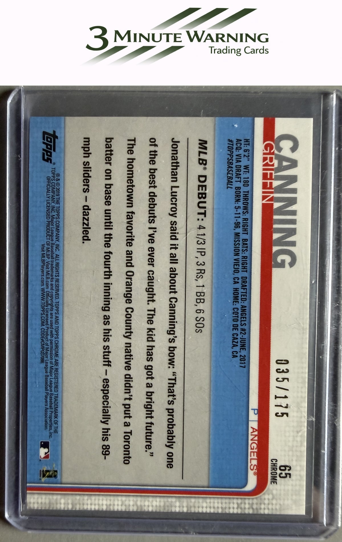 2019 Topps Chrome Update #65 Griffin Canning Purple Refractor #/175