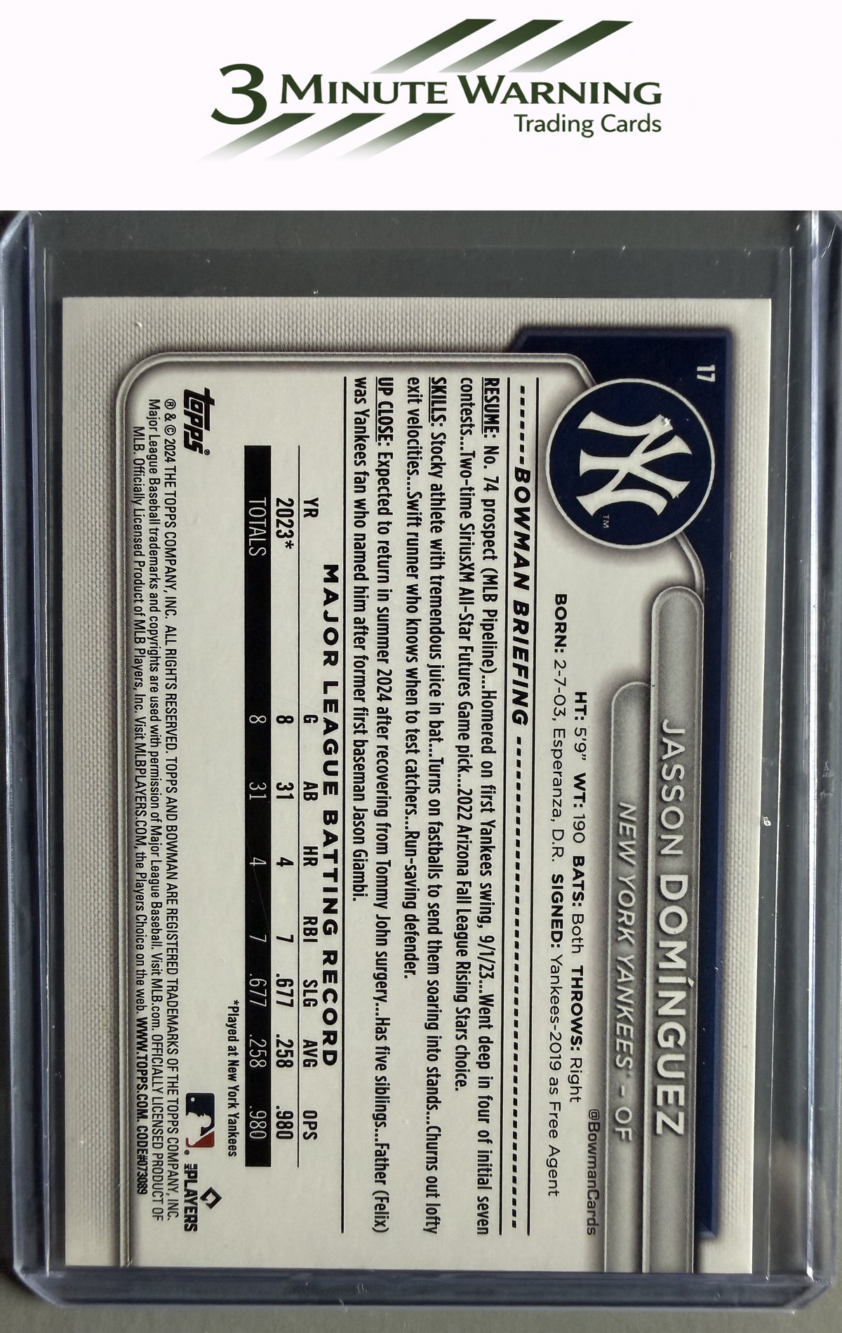 2024 Bowman #17 Jasson Domínguez