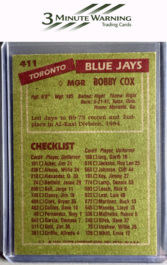 1985 Topps #411 Bobby Cox