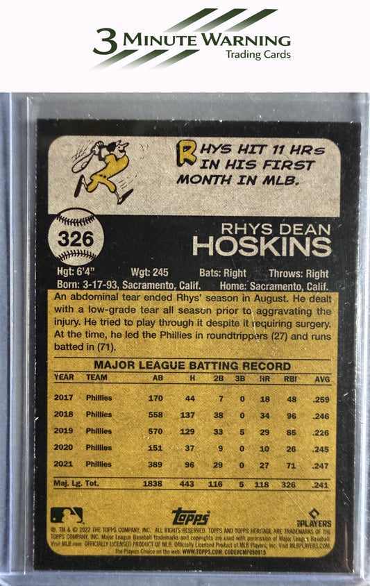 2022 Topps Heritage #326 Rhys Hoskins