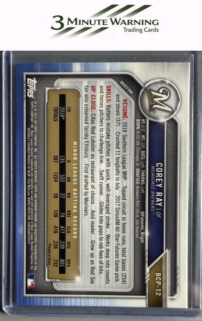 2019 Bowman #BCP-12 Corey Ray Chrome Prospects