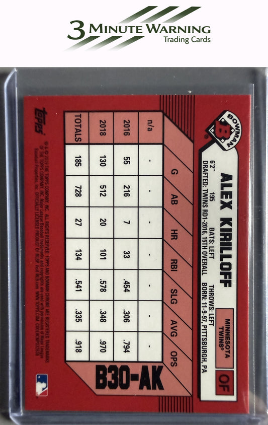 2019 Bowman #B30-AK Alex Kirilloff 30th Anniversary Bowman
