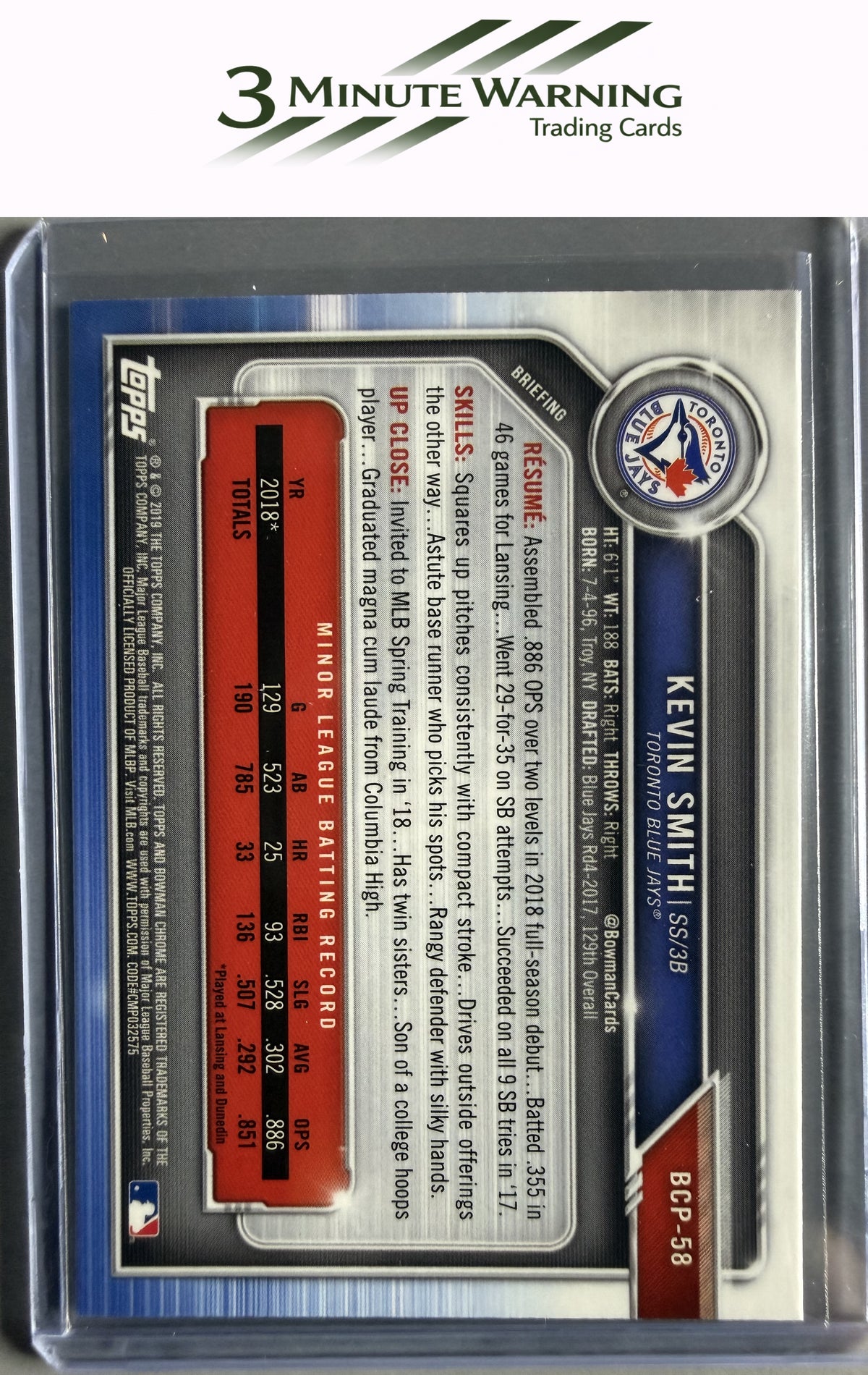 2019 Bowman #BP-58 Kevin Smith Prospects