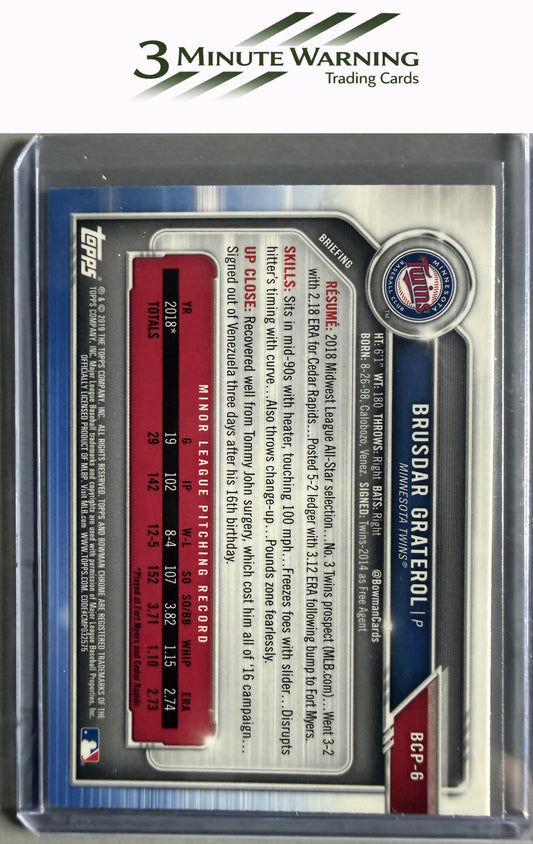 2019 Bowman #BCP-6 Brusdar Graterol Chrome Prospects