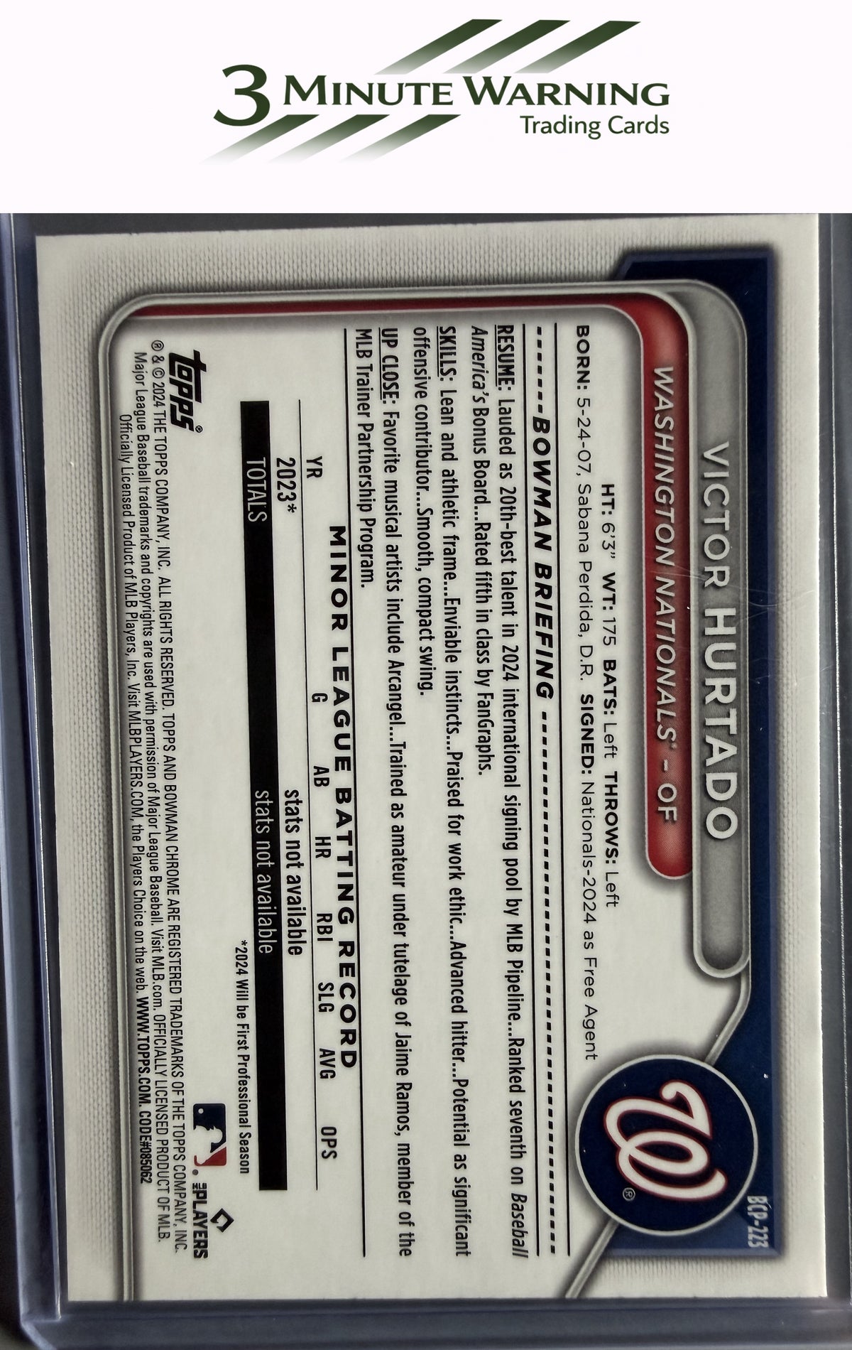 2024 Bowman Chrome #BCP-223 Victor Hurtado Prospects