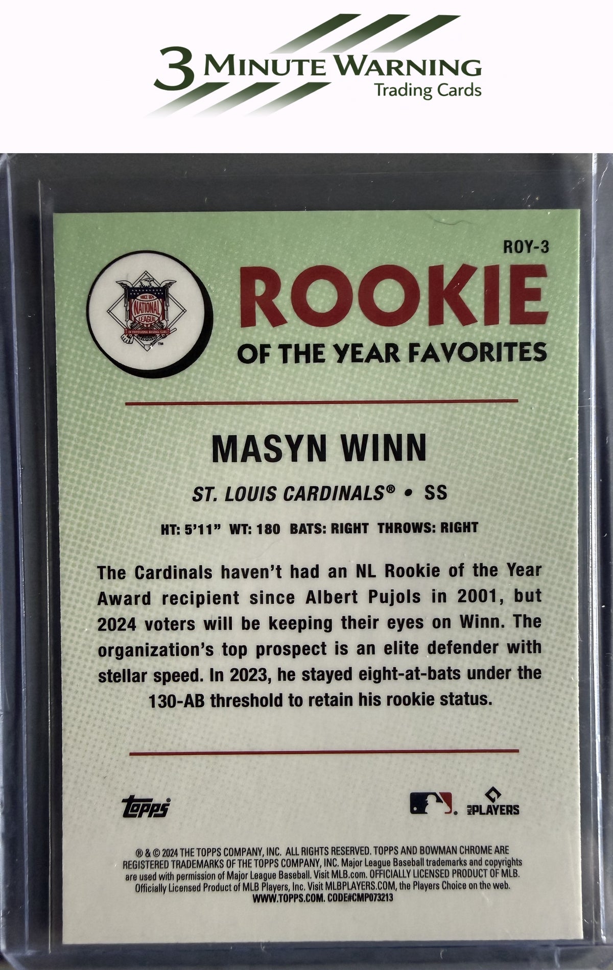 2024 Bowman #ROY-3 Masyn Winn Rookie of the Year Favorites