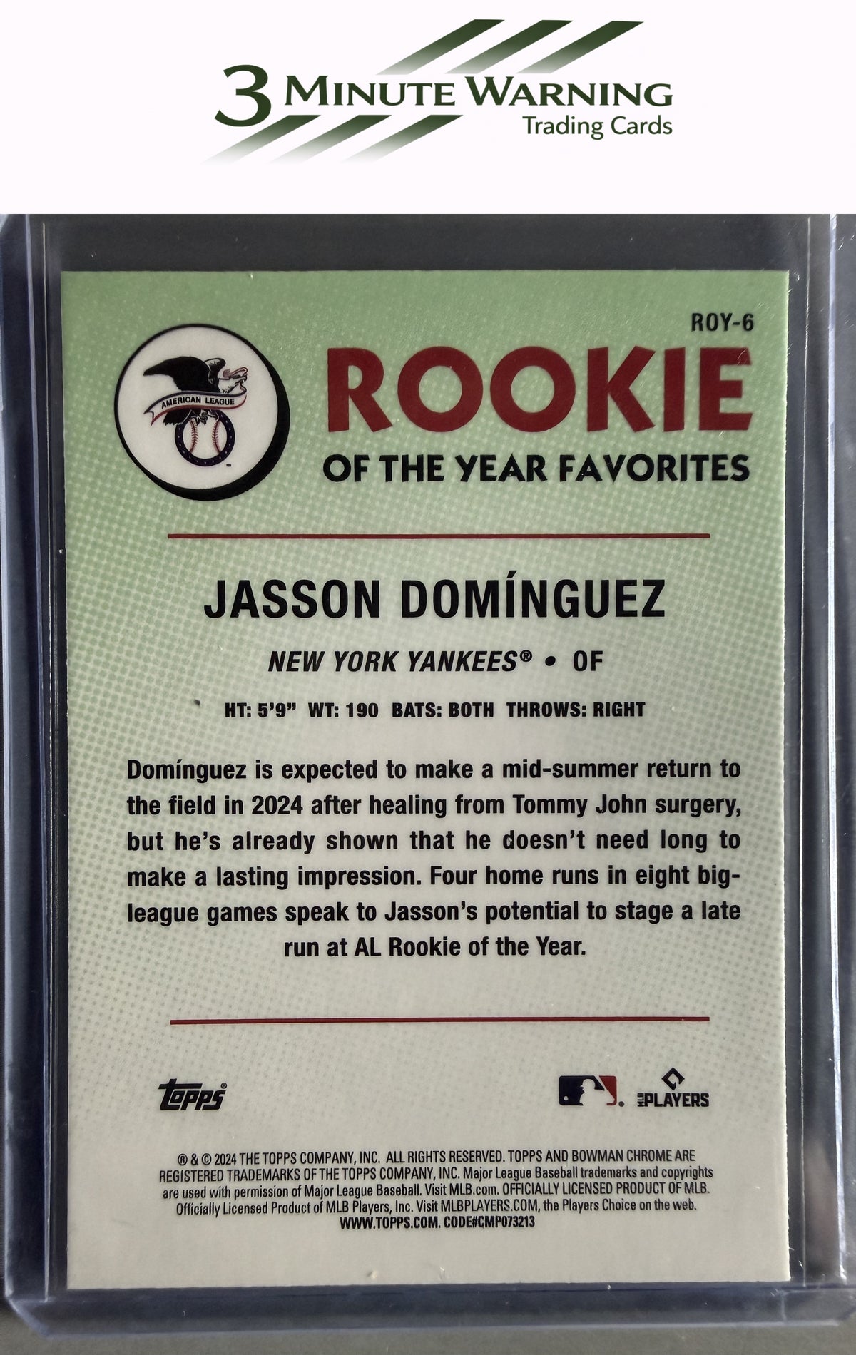 2024 Bowman #ROY-6 Jasson Dominguez Rookie of the Year Favorites