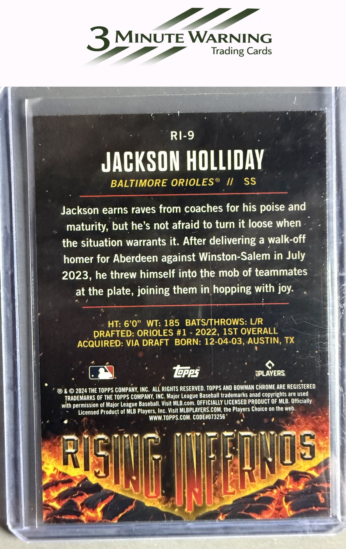 2024 Bowman #RI-9 Jackson Holliday Rising Infernos