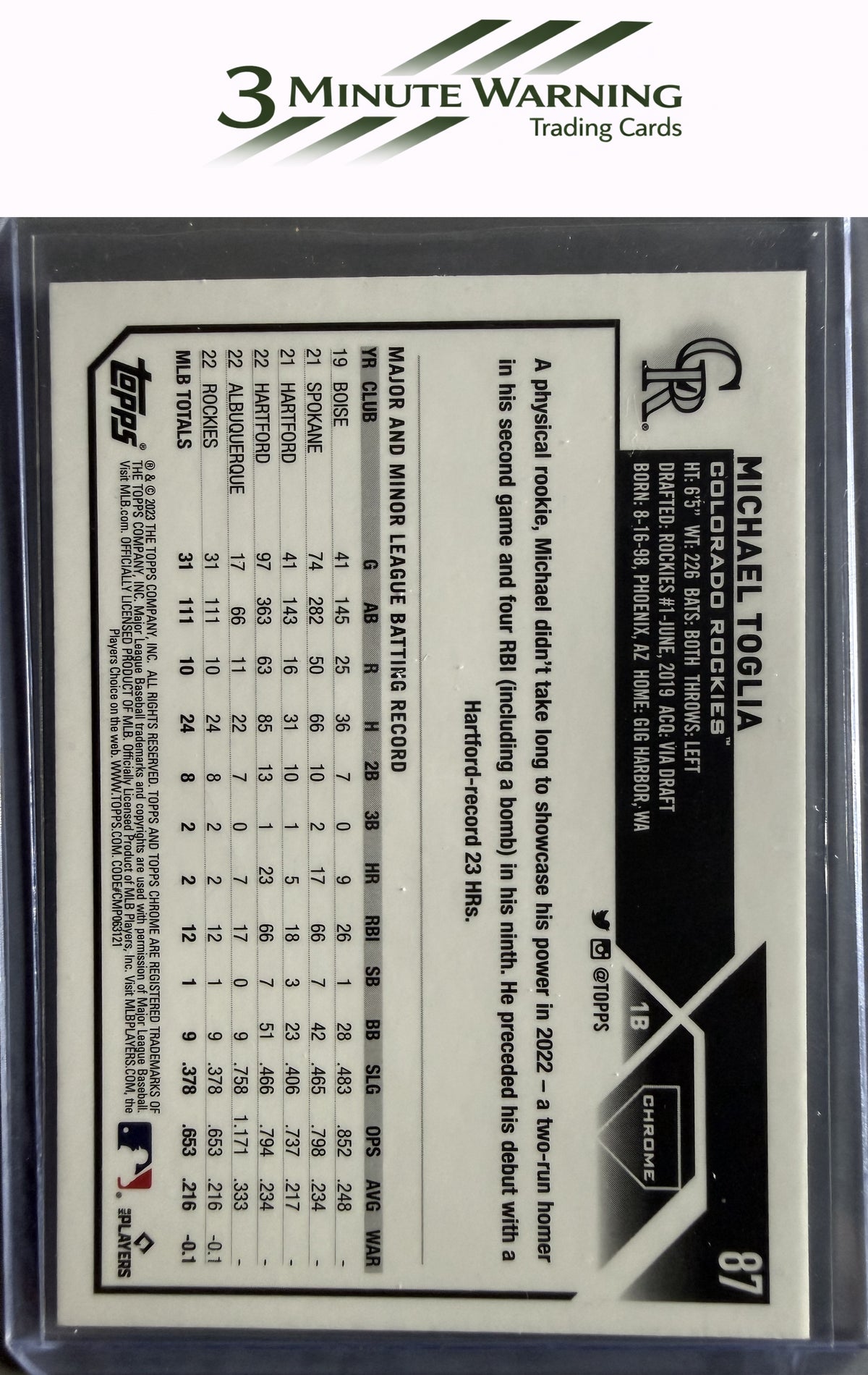 2023 Topps Chrome #87 Michael Toglia