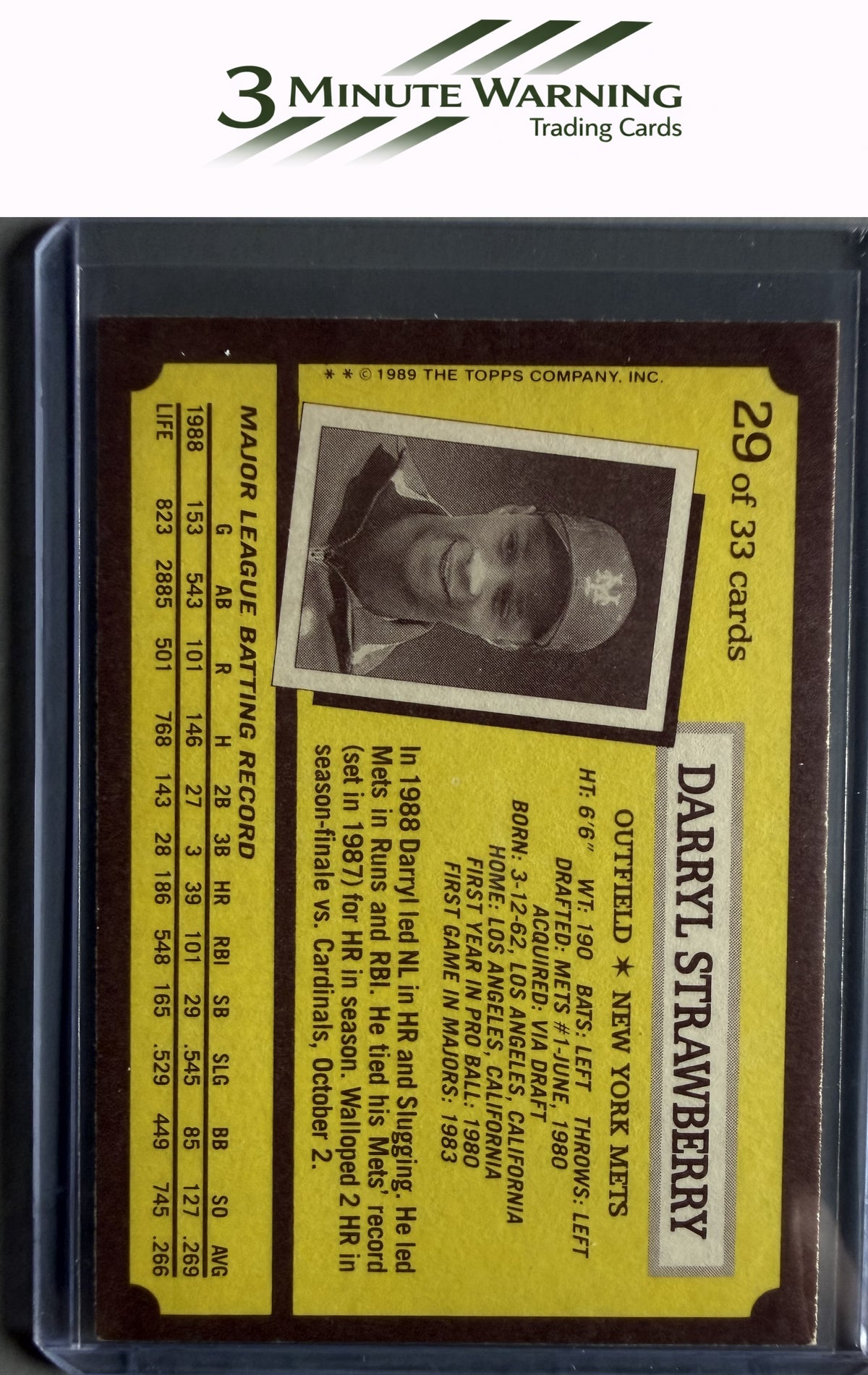 1989 Topps Kay-Bee Superstars of Baseball #29 Darryl Strawberry