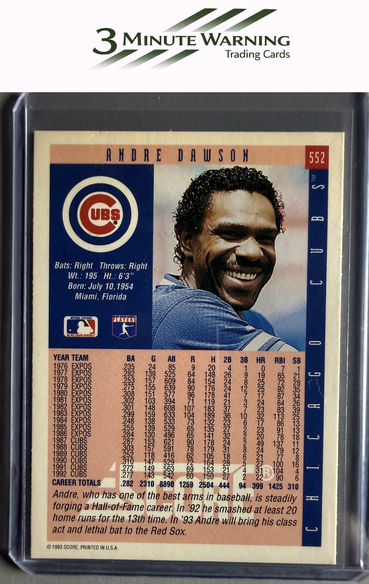 1993 Score #552 Andre Dawson
