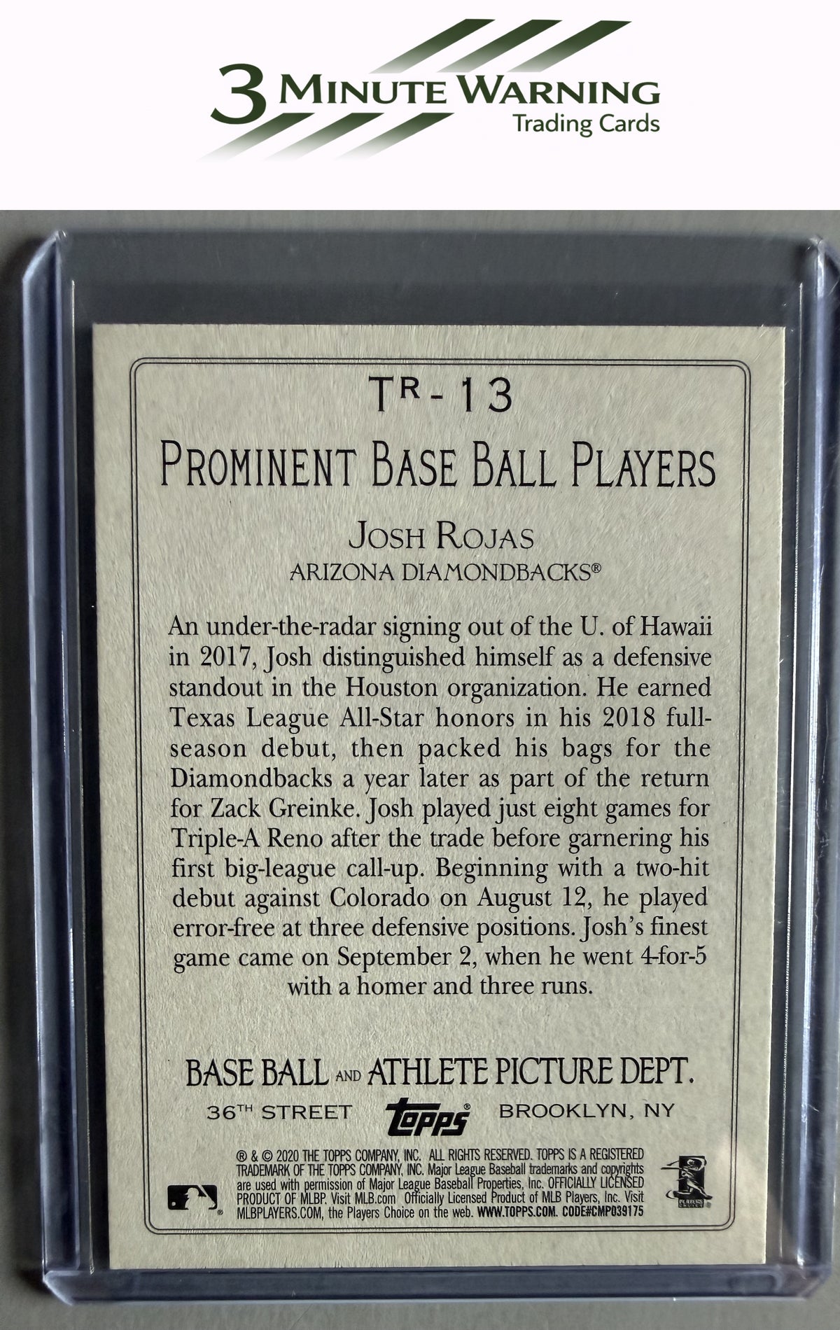2020 Topps #TR-13 Josh Rojas Turkey Red 2020 (Series 2)