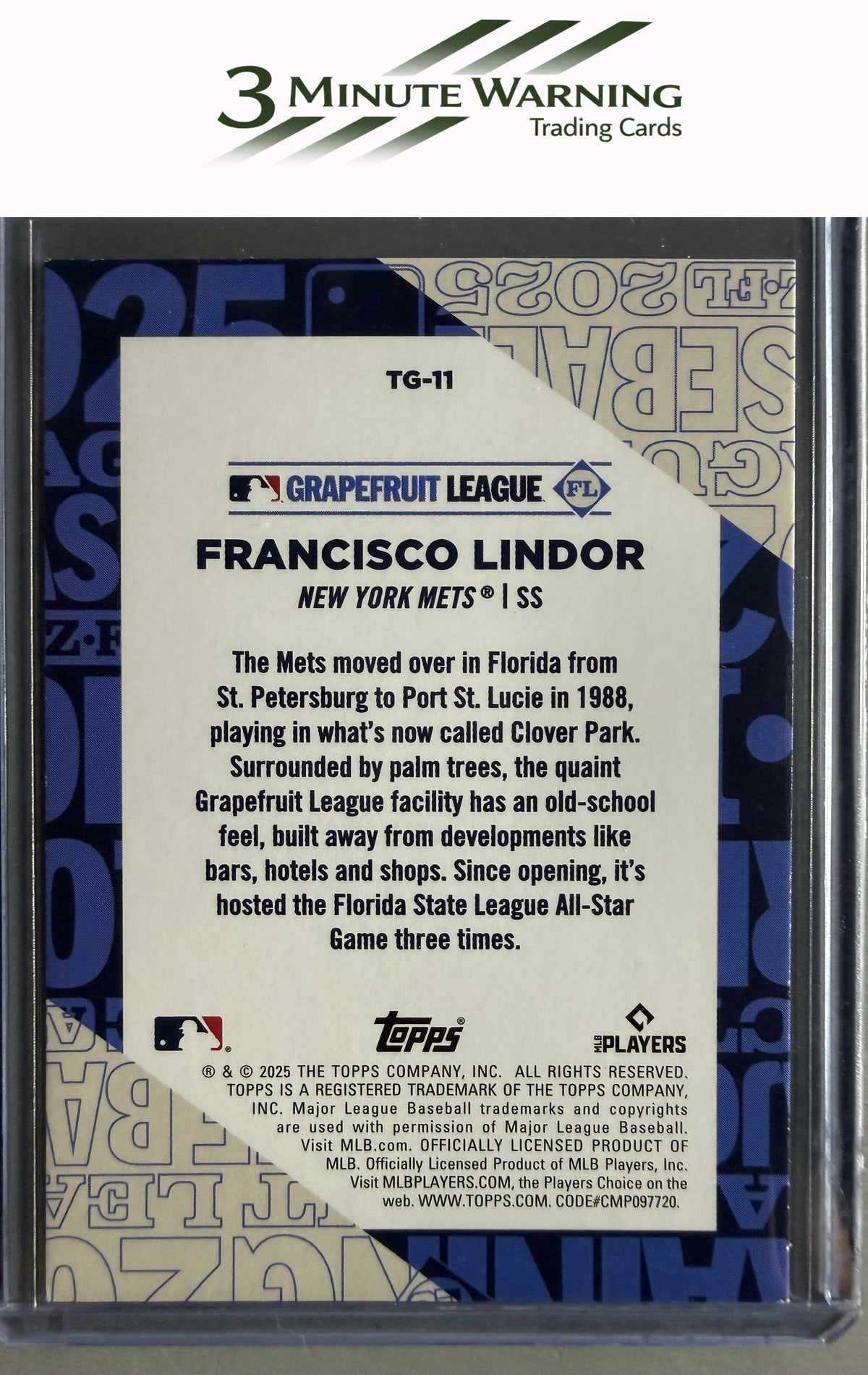 2025 Topps #TG-11 Francisco Lindor Training Grounds