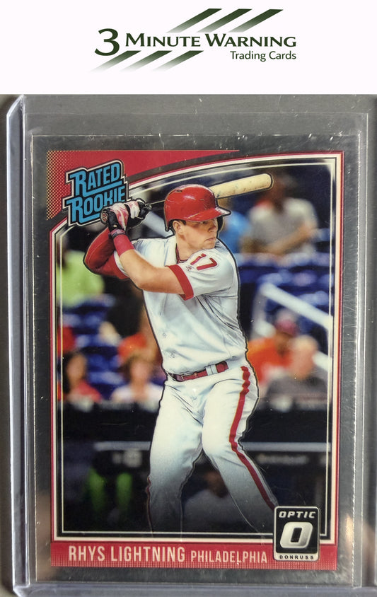 2018 Donruss Optic #38b Rhys Hoskins : "Rhys Lightning" on front