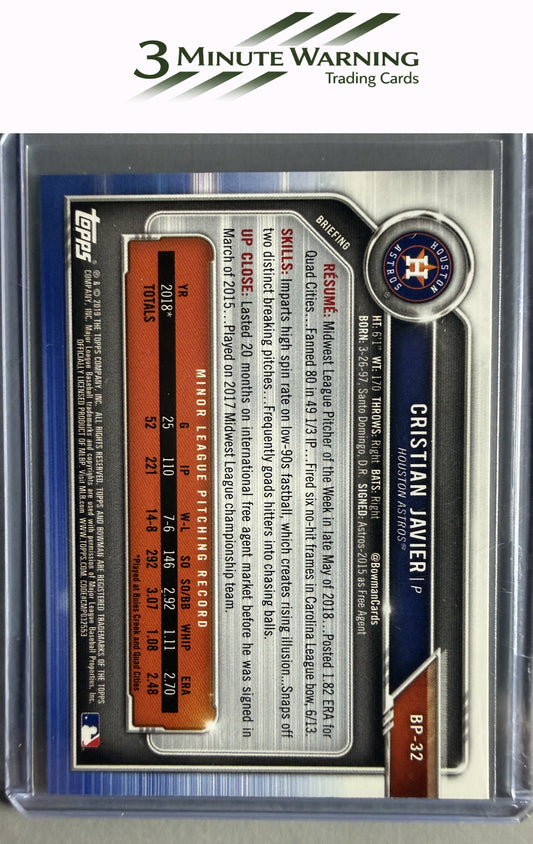 2019 Bowman #BP-32 Cristian Javier Prospects Camo