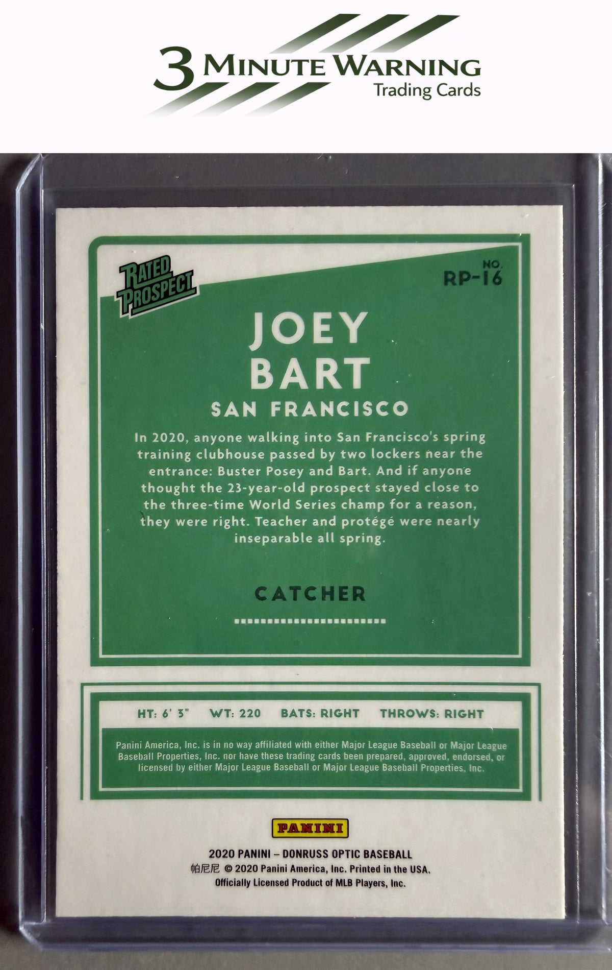 2020 Donruss Optic #RP-16 Joey Bart Rated Prospects