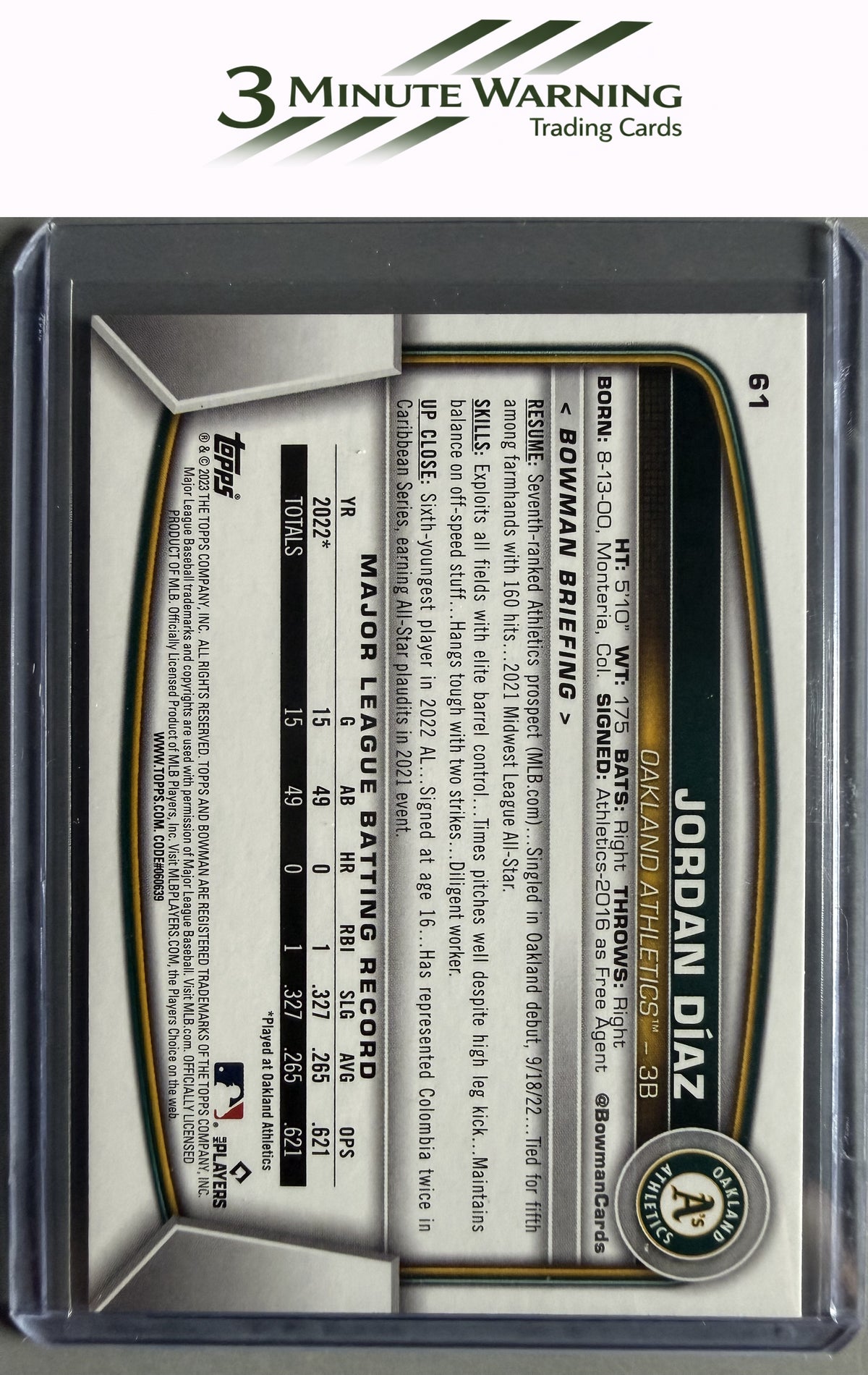 2023 Bowman #61 Jordan Diaz