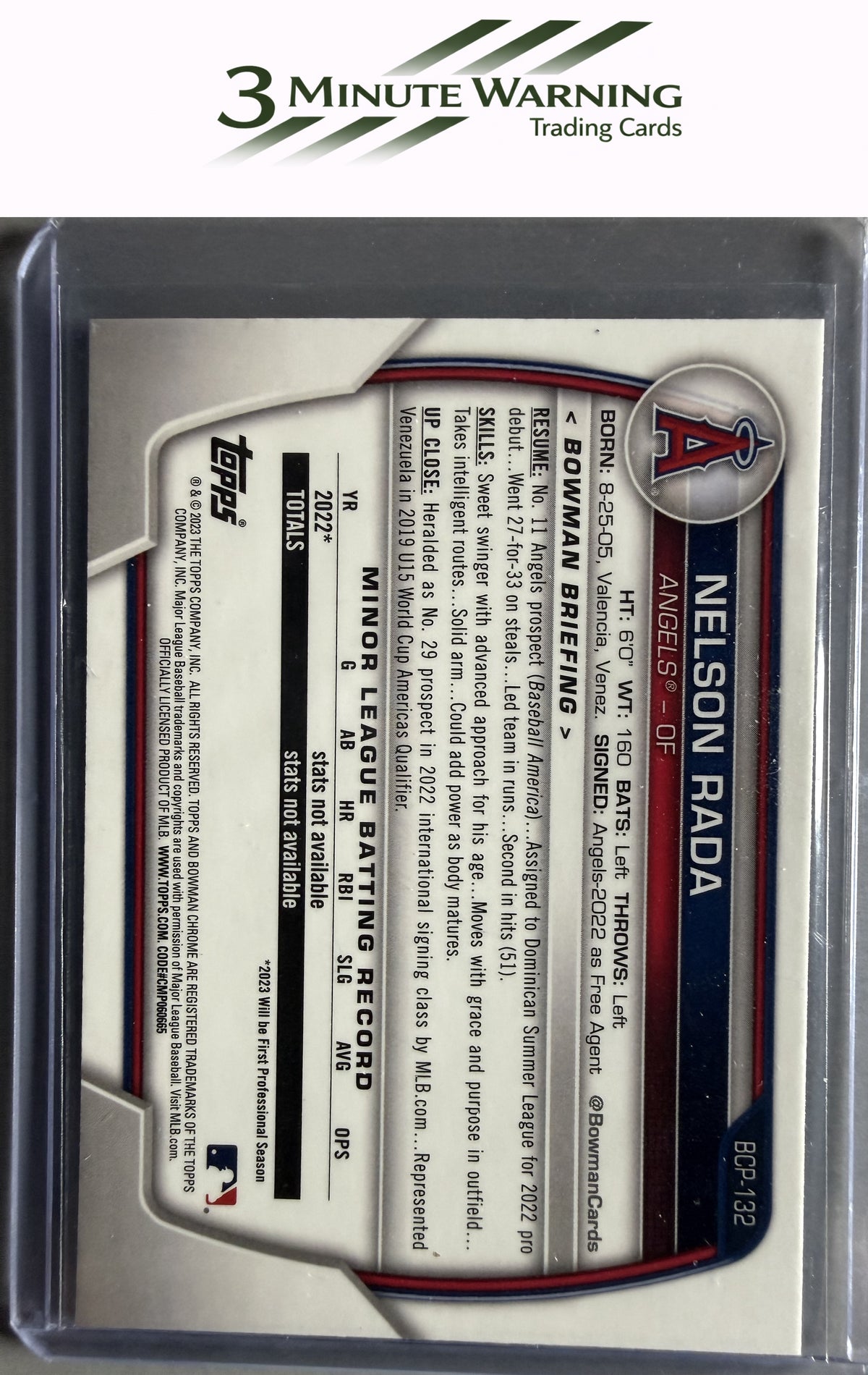 2023 Bowman #BCP-132 Nelson Rada Chrome Prospects