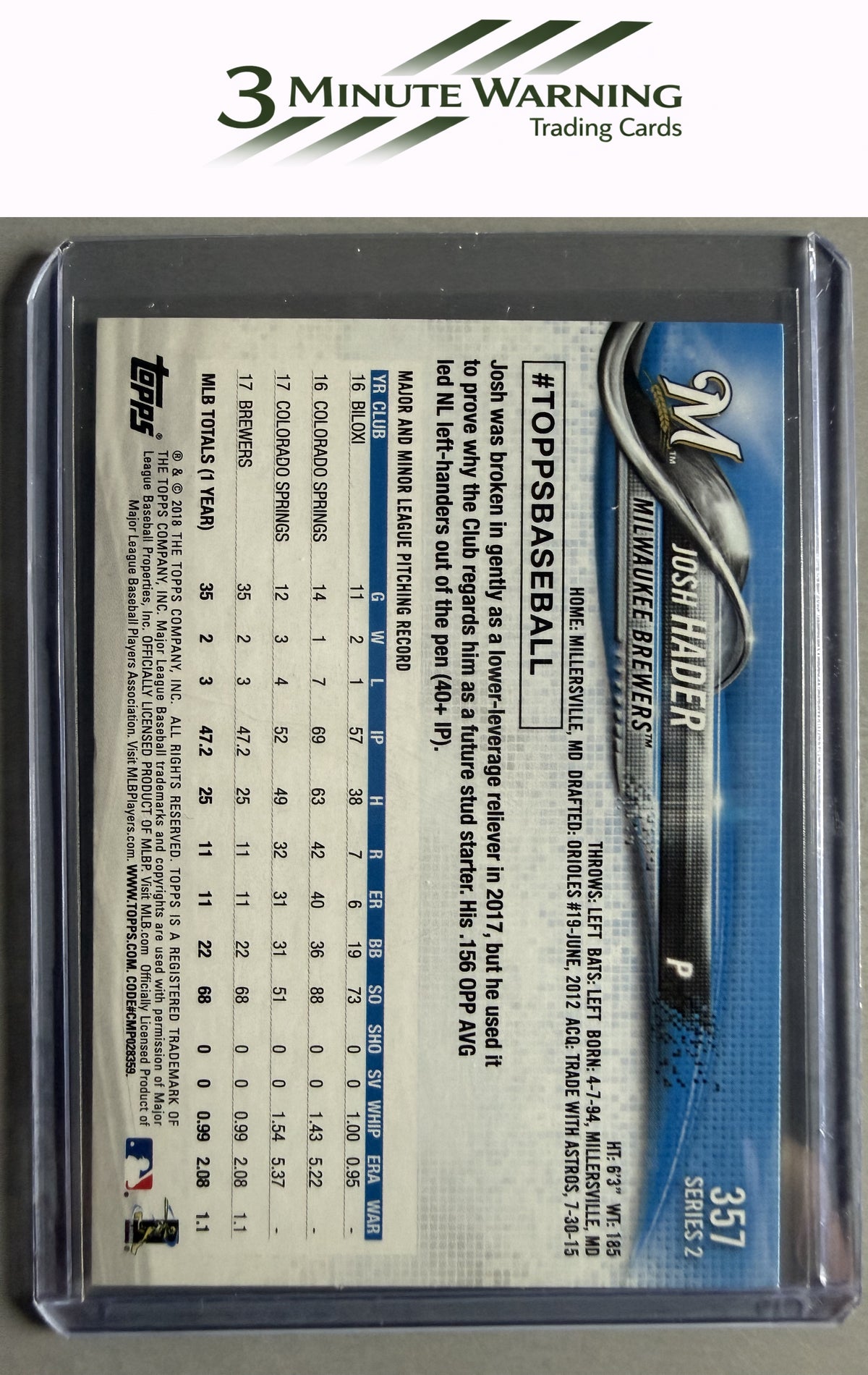 2018 Topps Milwaukee Brewers #MB-10 Josh Hader