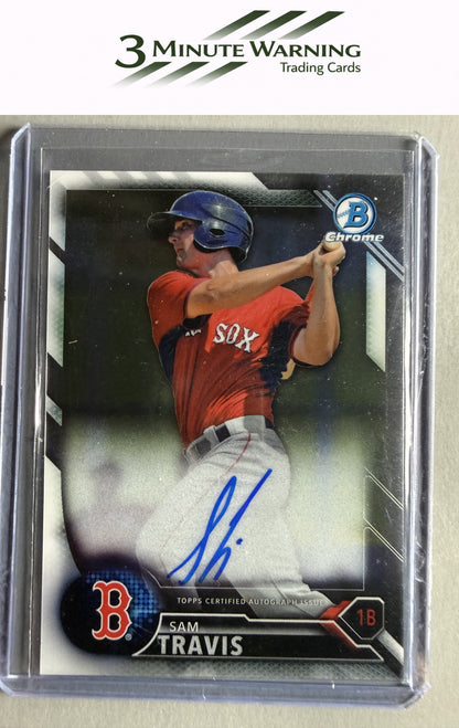 2016 Bowman Chrome #BCAP-STR Sam Travis Prospects Autographs