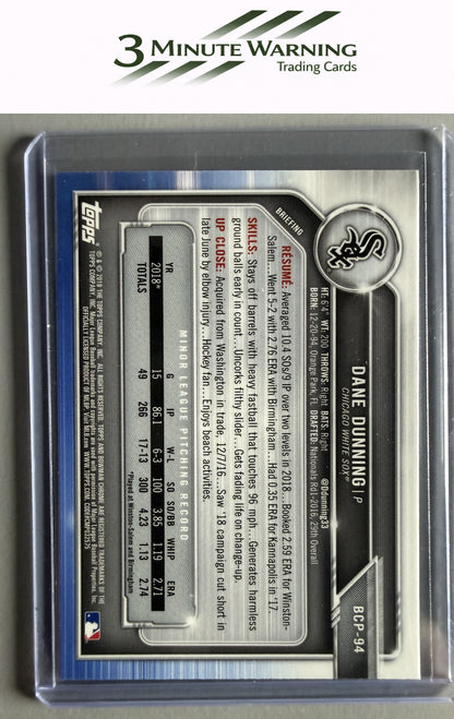 2019 Bowman #BCP-94 Dane Dunning Chrome Prospects