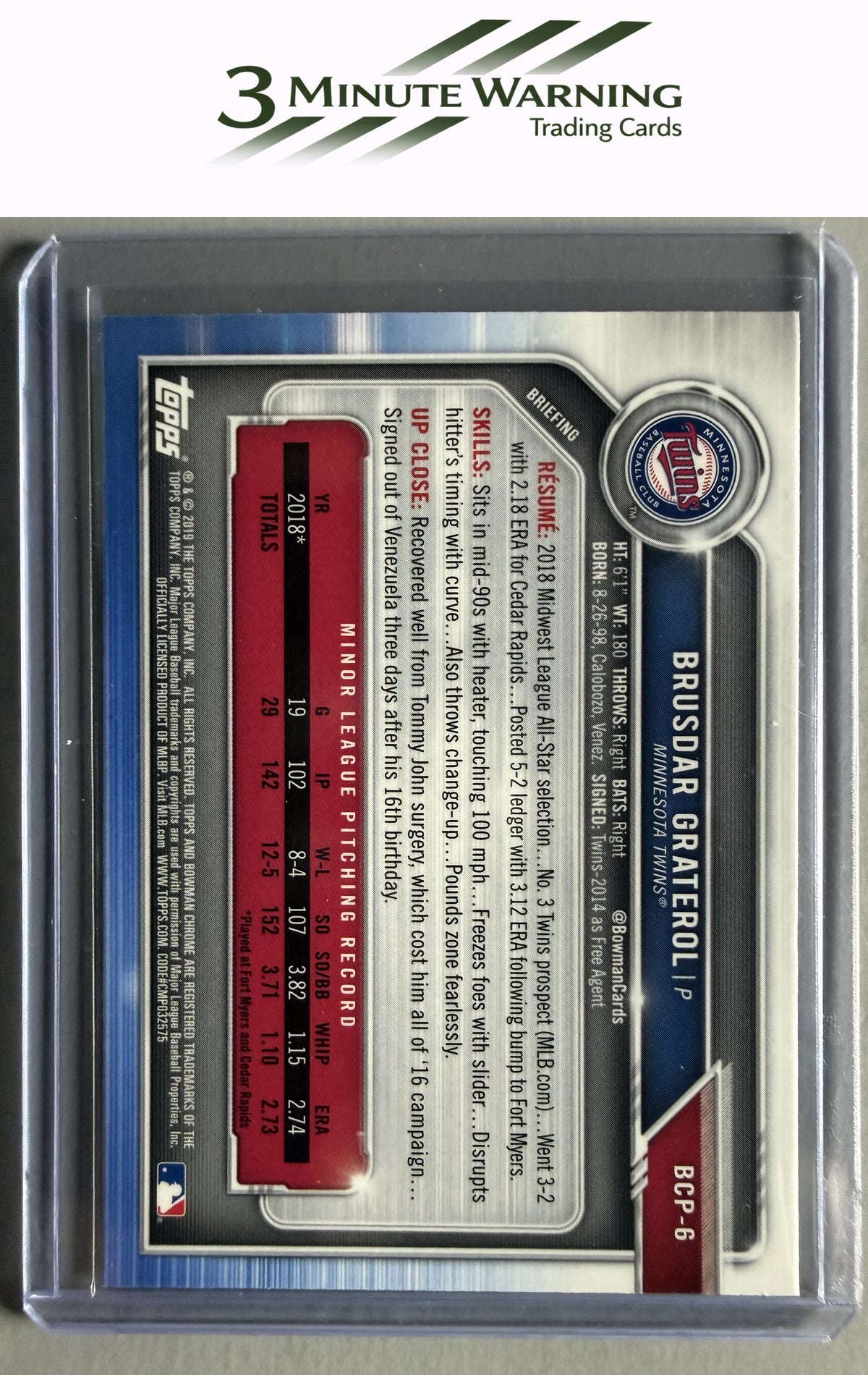 2019 Bowman #BCP-6 Brusdar Graterol Chrome Prospects