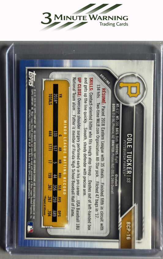 2019 Bowman #BCP-16 Cole Tucker Chrome Prospects